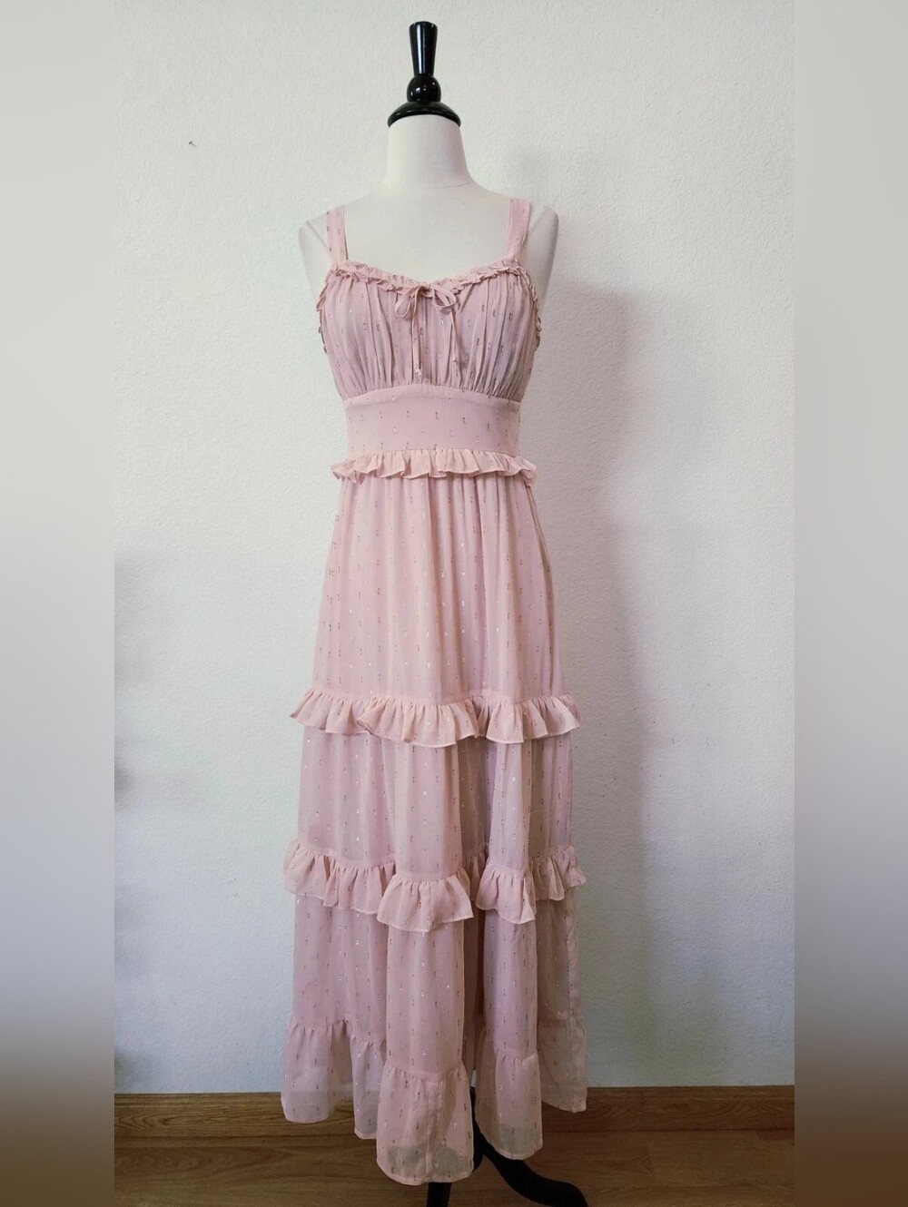 Light Pink Ruffle Tiered Maxi Dress